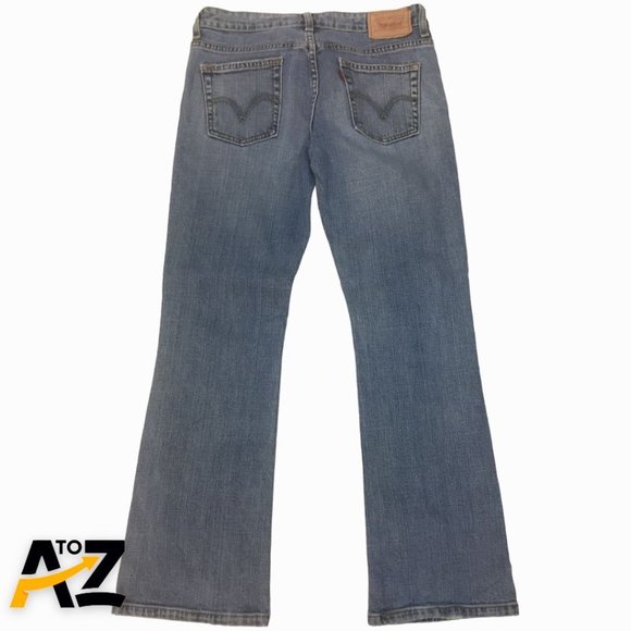 Levis 315 Womens Shaping Boot Cut Jeans Size 6M Distressed Blue Stretch 5 Pocket - Picture 2 of 12